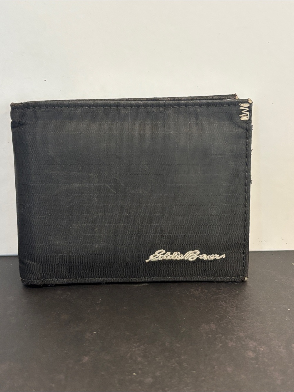 Eddie Bauer Black Men's Bifold Wallet with Embroidered Logo